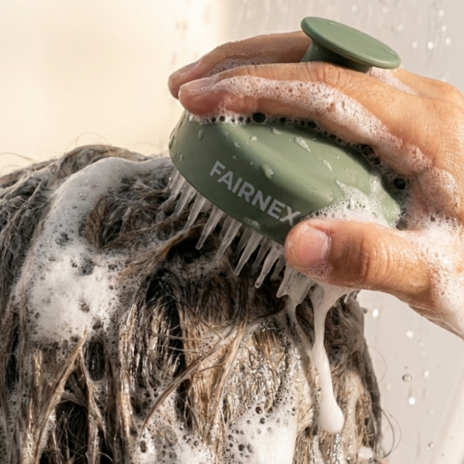 페어넥스 스칼프 마사지 두피 샴푸 브러쉬, 1개, 세이지 그린
