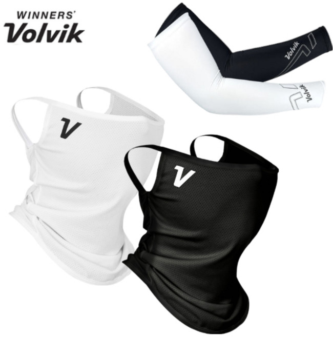 볼빅 정품 자외선차단 골프 마스크 팔토시 세트, 남성 블랙 세트(마스크+팔토시)