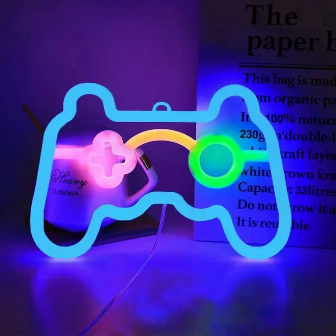 게임기 콘솔 게임 패드 네온 사인 단스탠드 LED 조명 무드등 벽등 게임방 모양 레트로