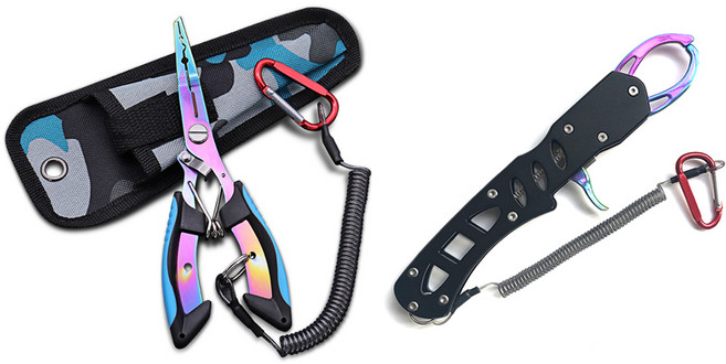 행운을파는낚시 티타늄 플라이어 + 티타늄 립그립 세트, 레인보우 혼합 색상, 1세트