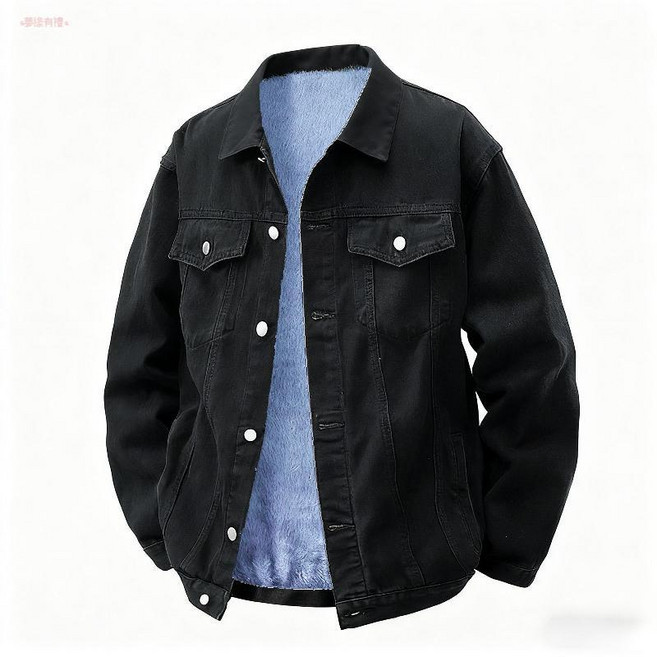 冬季加絨加厚保暖牛仔外套 男士羊羔絨夾克 棉衣