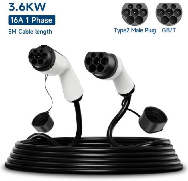 충전기 배터리 자동차 12V 가정용 전기차충전기 완속 24V겸용 LCD 고속 충전 케이블 AFYEEV EV GBT 암 측면-유형 2 IEC 62196 수 플러그 EVSE 스테이션, 1)3.6KW 16A 1 Phase, 1개
