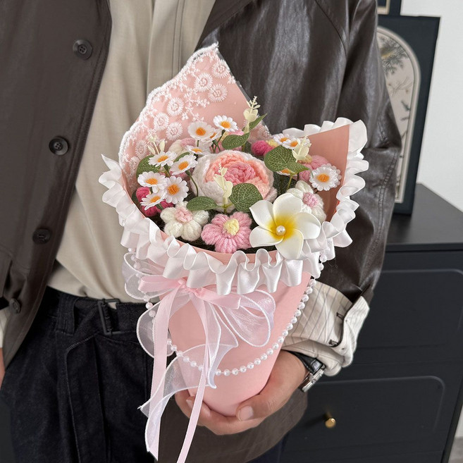 手工編織花束 畢業禮物, 1個, 冰淇淋D4花束成品花束