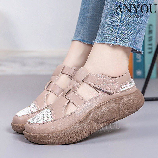 ANYOU 여성 메쉬 컴포트화 밴드 캐주얼 워킹화 경량 통기성 엄마신발 데일리슈즈