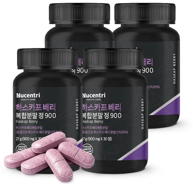 뉴센트리 유기농 하스카프 베리 분말 원료 정, 4개, 30정 - 쿠팡