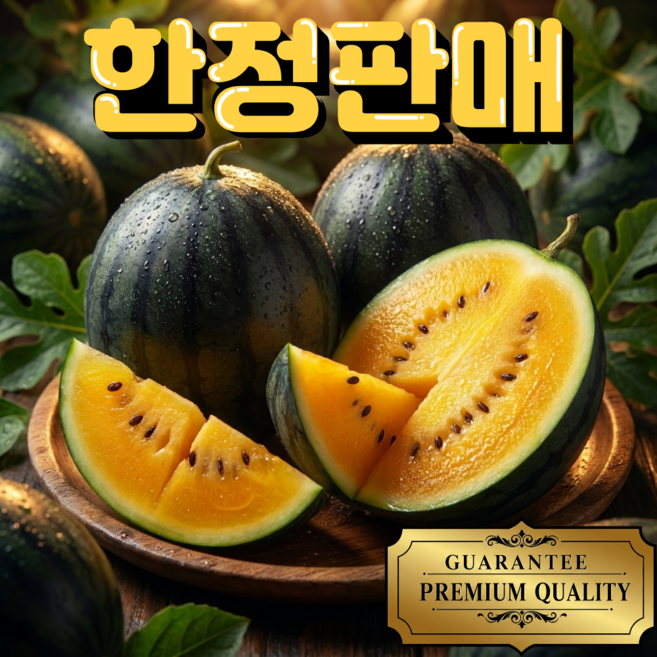 [팜플리] 국내산 블랙망고수박 검은 껍질 노란 과육 아삭달콤 고당도 이색 수박, 1개, 2kg 내외