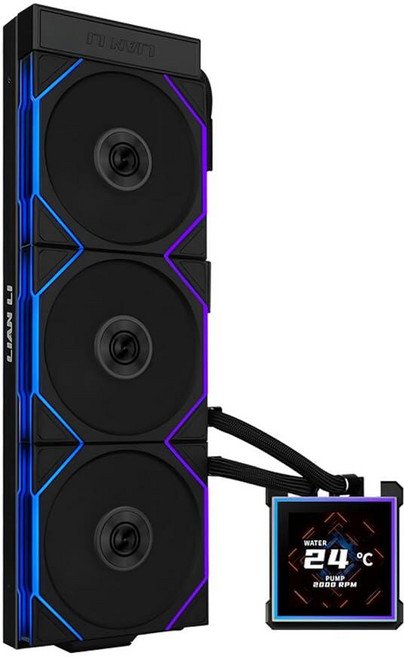 리안 리 하이드로시프트 II-S LCD 360TL ARGB 액체 CPU 쿨러 - 360mm AIO 3.4인치 IPS 사각형 화면 데이지 체인 저소음 인텔 LGA 18511700, 360 TL - Black