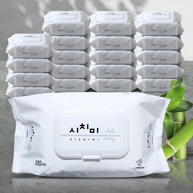 20팩 100매 종이 물티슈 대용량 아기 두꺼운 바디 차량용 신생아, 1개, 데일리 물티슈 100매 20팩