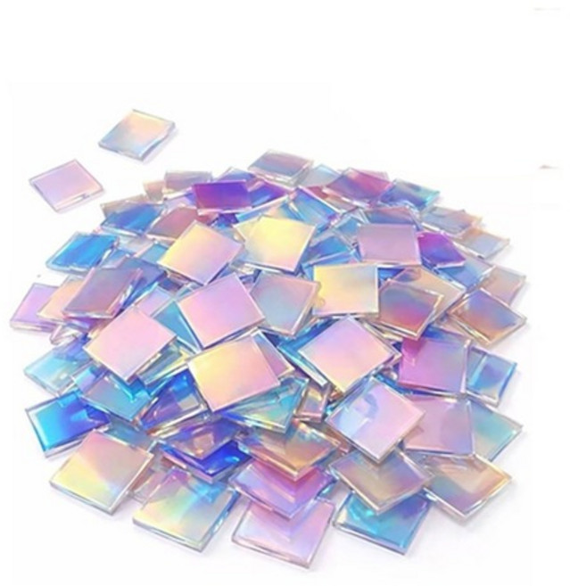 50개 무지개빛 아크릴 시트 정사각형 미니 홀로그램 모자이크 2x2cm 플렉시글라스 타일, 02 3 x 3 cm-50 pcs, 1개