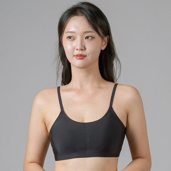 필굿웨어 래쉬가드 노와이어 끈 이너브라 GB5591, 블랙