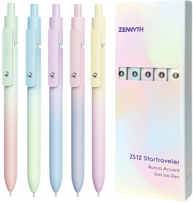 플루비 오로라 볼펜 퀵 드라이 간호사 젤펜, 5개, 파스텔