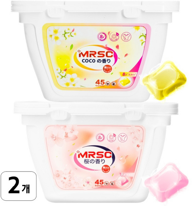 MRSC 울트라클린 초고농축 올인원 캡슐세제 체리블라썸+코코 퍼퓸, 2개, 45개입