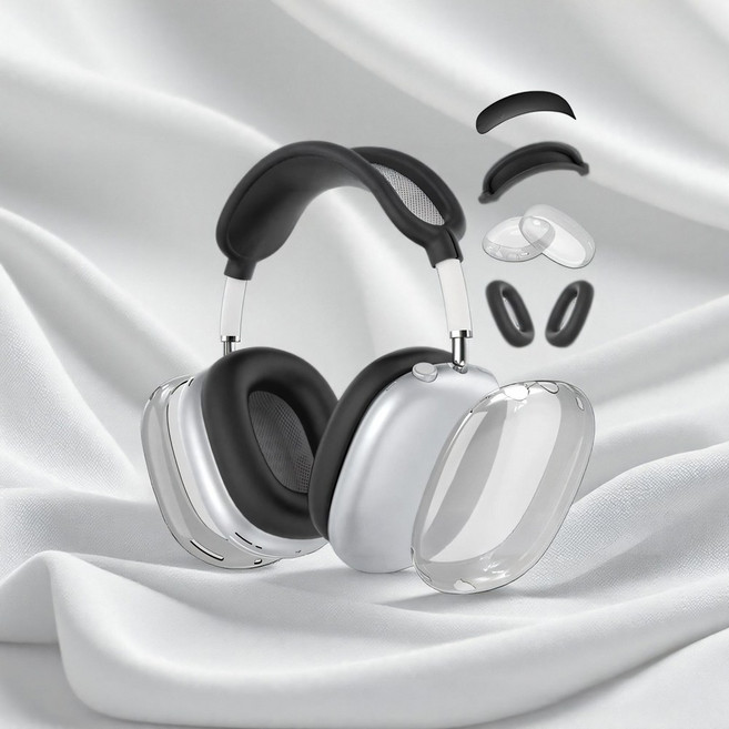 모가비 에어팟 맥스 올인원 케이스 세트 4 in 1, 블랙 투명 / 블랙/ 블랙, 1세트, MOG-9158