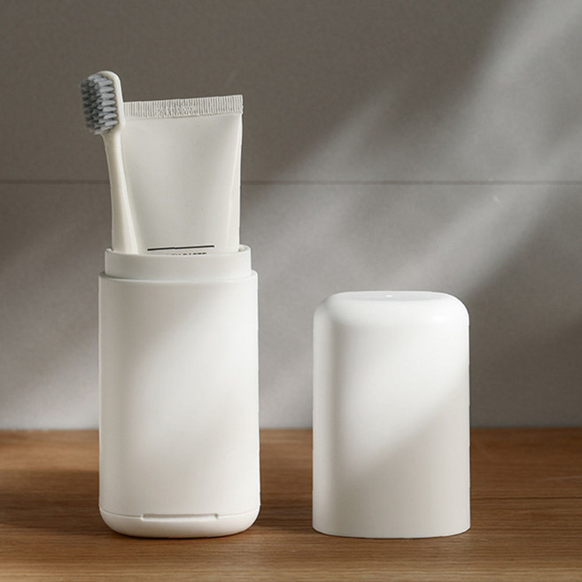휴대용 칫솔 치약 케이스 여행 출장 헬스장 양치 세트 보관함, 1개, 퓨어 화이트