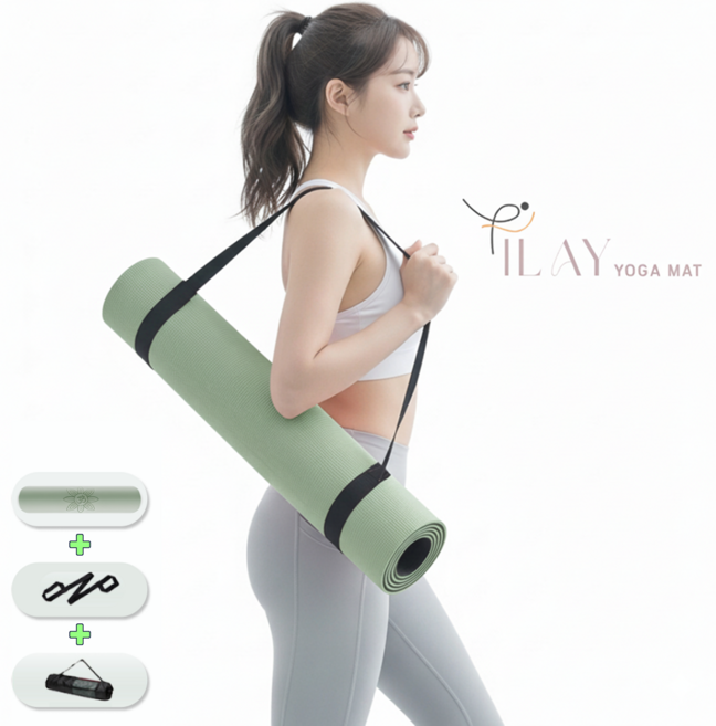 일라이 홈트매트 푹신쿠션 냄새없는 TPE 요가매트, 1개, 세이지 그린