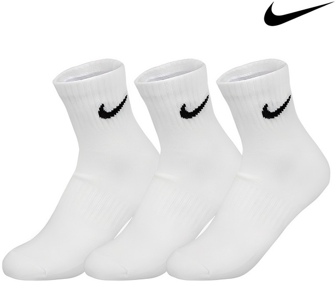 나이키 에브리데이 코튼 발목양말 3개입 SX7667-100, 화이트