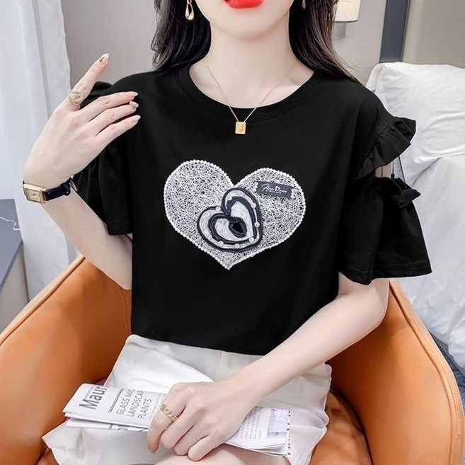 루스리더 여성 하트 레이스 패션 블라우스 ES105