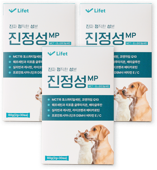 진정성 항산화제 강아지 고양이 포스파티딜세린 치매 노견 두뇌 인지장애, 3개, 면역/항산화, 30회분