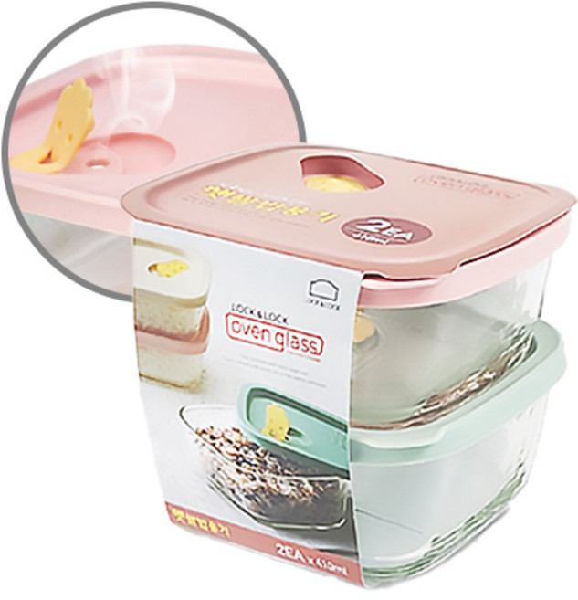 락앤락 햇쌀밥용기 410ml 2종 전자레인지 오븐글라스 내열유리 밥용기, 1세트, 단일