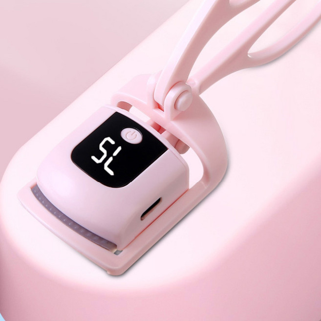 LCD 3단계 온도조절 속눈썹 뷰러 고데기, 1개, 핑크