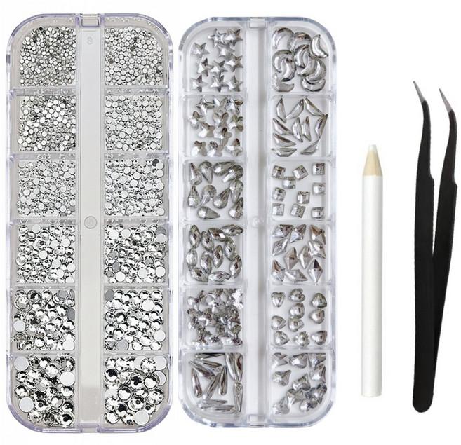 포트렘 네일 파츠 큐빅 다이아 2박스 세트, 1개, 투명