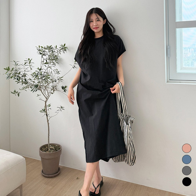 디테일웨어 여성 윈디 아노락 가오리핏 반팔 원피스 빅사이즈 시원한 나일론소재 임부복 박스핏 홈웨어 롱원피스