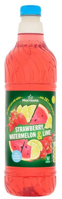 영국 모리슨 Morrisons Strawberry Watermelon & Lime Squash 딸기 수박 라임 스쿼시 주스, 4개, 1L, 4개