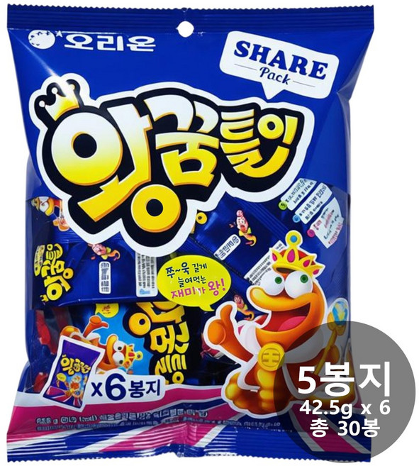 오리온 왕꿈틀이 쉐어팩, 42.5g, 30개
