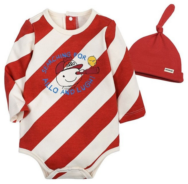 봄)사선스트라이프바디슈트+모자(버) 70/80호