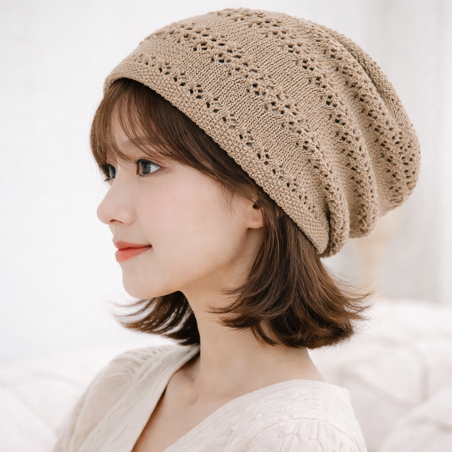YJS011 봄 여름 펀칭 니트 터번 두건 비니 모자