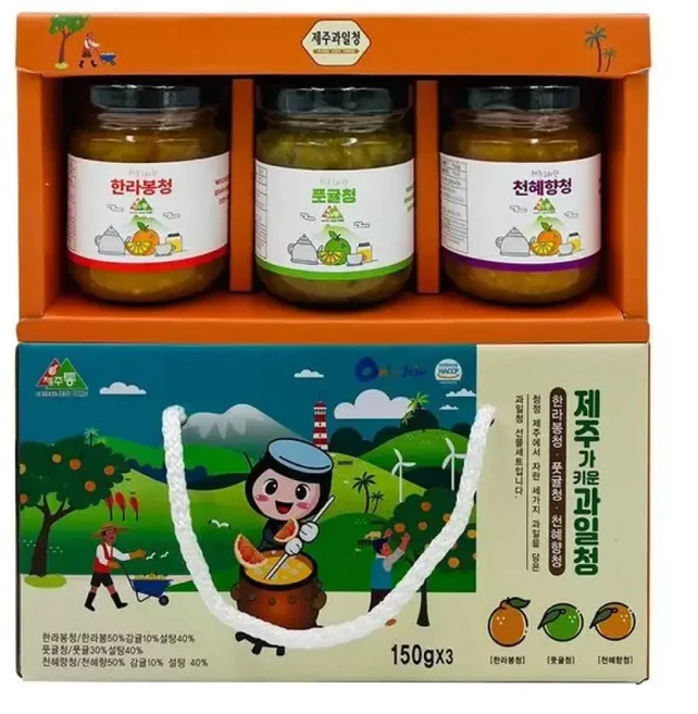 오라향 제주 과일청 3종 선물세트 (한라봉 풋귤 천혜향), 1개, 한라봉 풋귤 천혜향