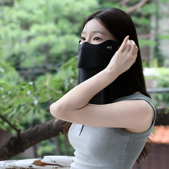 네블 냉감 자외선 차단 골프 마스크, 1세트, 블랙(1+1)