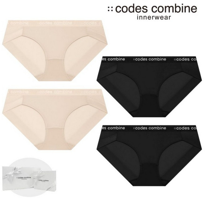 백화점 코데즈컴바인 이너웨어 정품 여성 데일리 베이직 햄팬티 4종세트 (CFWBP161SK2BK2) 새학기 선물용