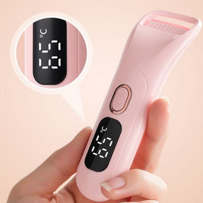 전동 뷰러 충전식 무선 자동 휴대용 속눈썹 고데기 빠른 온도 메이크업 컬링기 영양제 디지털 장시간 컬링, 핑크