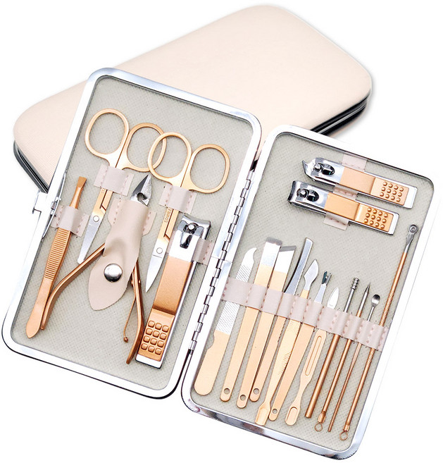 맨발미인 손톱깎이 18종세트 네일케어 내성발톱, 1세트, 골드