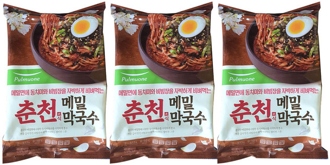 밀키트 해장 풀무원 춘천 식 메밀 막 국수 동치미 비빔장 2인분, 3개, 513g