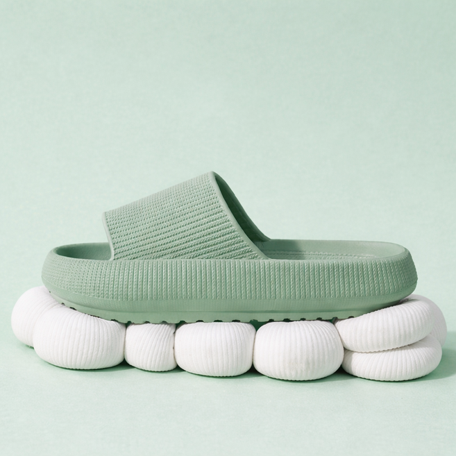 踩屎感室內浴室拖鞋 柔軟厚底防滑拖鞋, 淡綠色, 1個