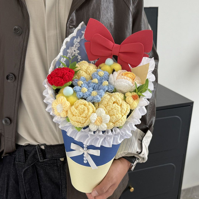 手工編織花束 畢業禮物, 1個, 冰淇淋A1花束成品花束