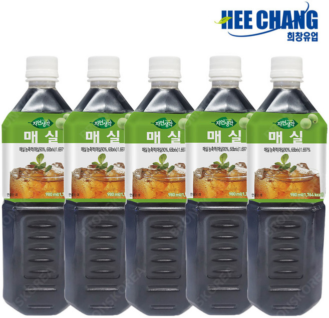 희창 자연생각 매실차 희석음료, 980ml, 5개