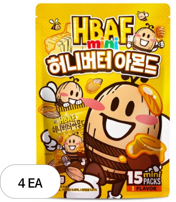 바프 미니 허니버터 아몬드 15p, 4개, 300g