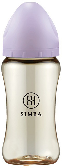 SIMBA辛巴 寶寶奶瓶 安全材質 寬口設計 防脹氣, 紫芙(圓孔S), 1個, 270ml