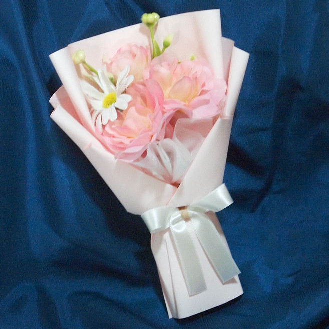 GFlower 조화꽃다발 납골당 미니꽃다발, 카멜리아 핑크, 1개