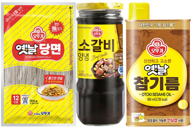 오뚜기 옛날당면 300g+소갈비양념 480g+옛날참기름 캔 450ml, 1세트, 1.23kg