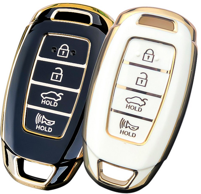 쥬롬 현대 기아 호환 TPU 자동차 키케이스 2개 화이트+블랙, HA4