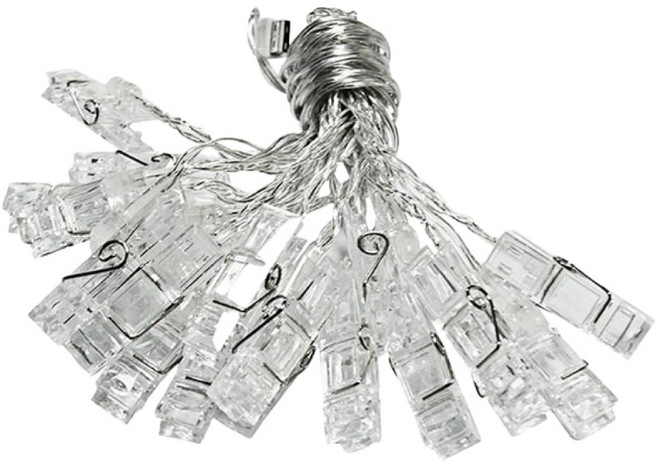 LED相片夾子燈串 拍立得夾子 房間佈置 相片牆燈串, 銀, 1個