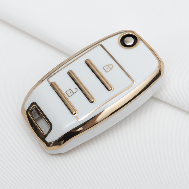 기아 호환 스마트 차 키케이스 키홀더 TPU 키커버 리모컨, TA91-2버튼, 화이트골드