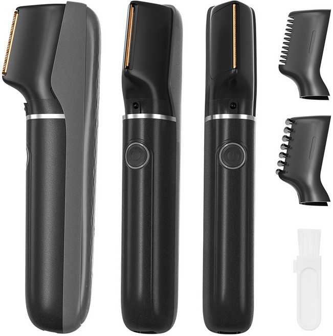 Gaayou 모근제거기 바디트리머 남성 브라질리언 제모기 V형 세로구조 1mm & 3mm 초정밀 길이 조절 가능 IPX6 방수 부드러운 전기 면도기 남녀 겸용, 블랙, MG0230, 전기면도기