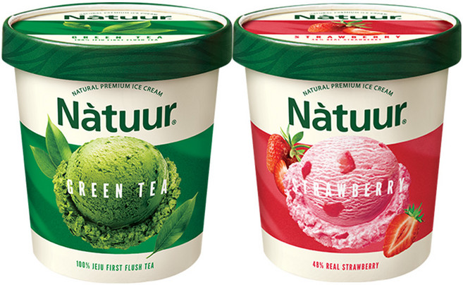 나뚜루 파인트 녹차 + 딸기, 1세트, 948ml - 아이스크림 파인트