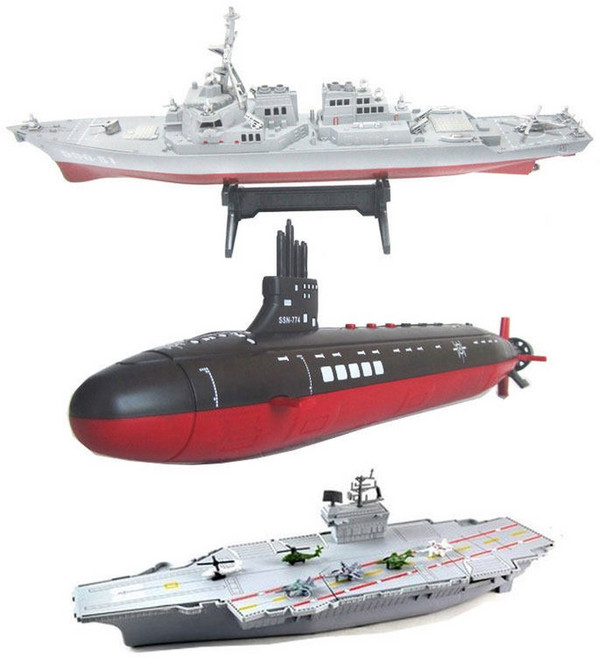 완제품 모형 군함 전함 오버사이즈 장식품, 전함+항모+잠수함, 1개