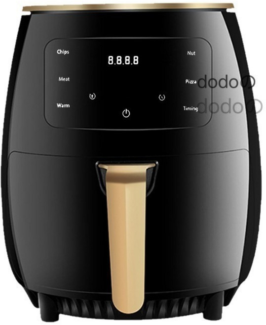 無油氣炸鍋 煎烤炸鍋, 6L黑色  英文110V, 黑色